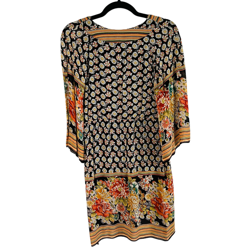 Vintage 90s Starina Multi Floral Bohemian Lined Women's Dress Size Large - Picture 3 of 11